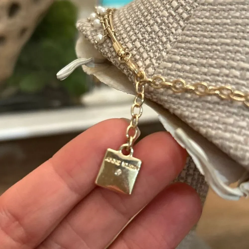 Anne Klein dainty 3 layer hanging pearl Necklace gold